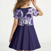 Utah State Polynesian Heritage Kid Short Sleeve Dress Floral Tribal Pattern Tropical Flowers LT05 - Polynesian Pride
