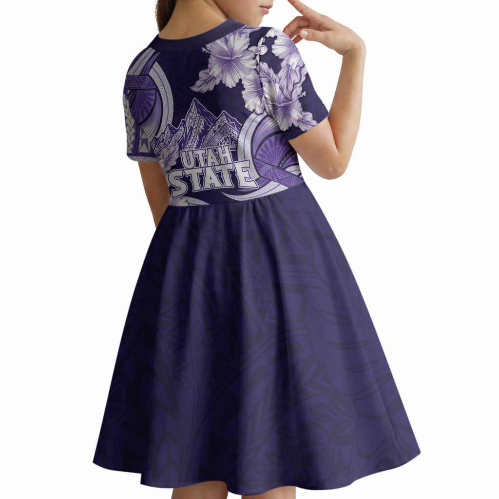 Utah State Polynesian Heritage Kid Short Sleeve Dress Floral Tribal Pattern Tropical Flowers LT05 - Polynesian Pride