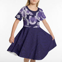 Utah State Polynesian Heritage Kid Short Sleeve Dress Floral Tribal Pattern Tropical Flowers LT05 - Polynesian Pride