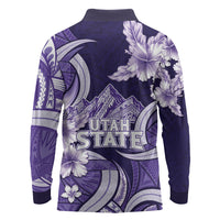 Utah State Polynesian Heritage Long Sleeve Polo Shirt Floral Tribal Pattern Tropical Flowers LT05 - Polynesian Pride