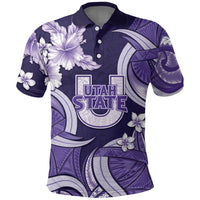 Utah State Polynesian Heritage Polo Shirt Floral Tribal Pattern Tropical Flowers LT05 Purple - Polynesian Pride