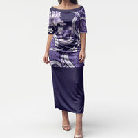 Utah State Polynesian Heritage Puletasi Floral Tribal Pattern Tropical Flowers LT05 Long Dress Purple - Polynesian Pride