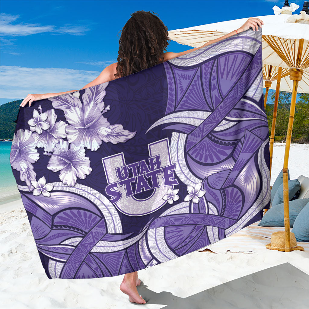 Utah State Polynesian Heritage Sarong Floral Tribal Pattern Tropical Flowers LT05 One Size 44 x 66 inches Purple - Polynesian Pride