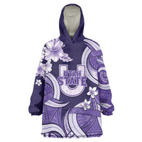 Utah State Polynesian Heritage Wearable Blanket Hoodie Floral Tribal Pattern Tropical Flowers LT05 One Size Purple - Polynesian Pride