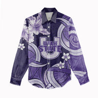 Utah State Polynesian Heritage Women Casual Shirt Floral Tribal Pattern Tropical Flowers LT05 - Polynesian Pride