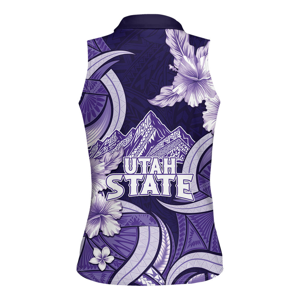 Utah State Polynesian Heritage Women Sleeveless Polo Shirt Floral Tribal Pattern Tropical Flowers LT05 - Polynesian Pride