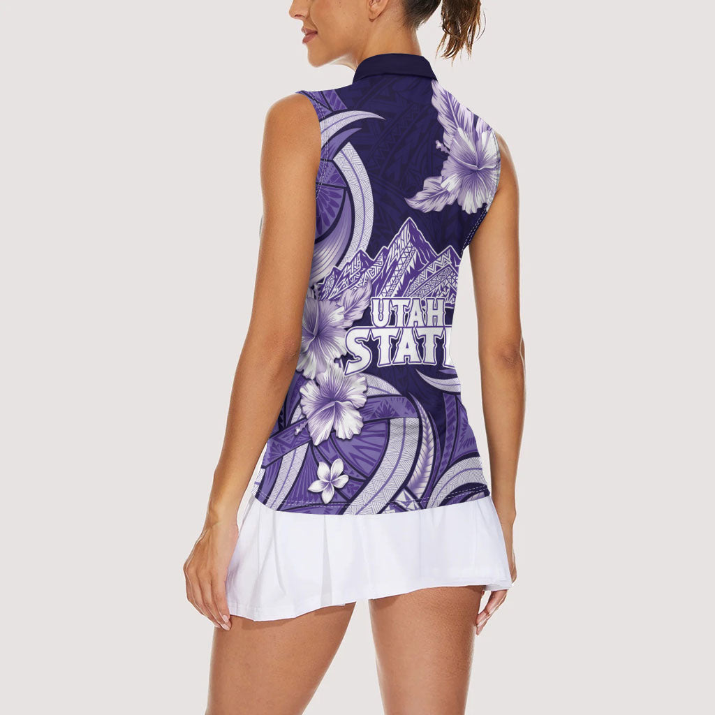 Utah State Polynesian Heritage Women Sleeveless Polo Shirt Floral Tribal Pattern Tropical Flowers LT05 - Polynesian Pride