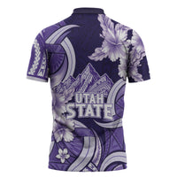 Utah State Polynesian Heritage Zipper Polo Shirt Floral Tribal Pattern Tropical Flowers LT05 - Polynesian Pride
