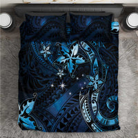 Hawaii Makahiki Season Bedding Set Floral Tribal Tattoo Blue Galaxy LT05 Blue - Polynesian Pride