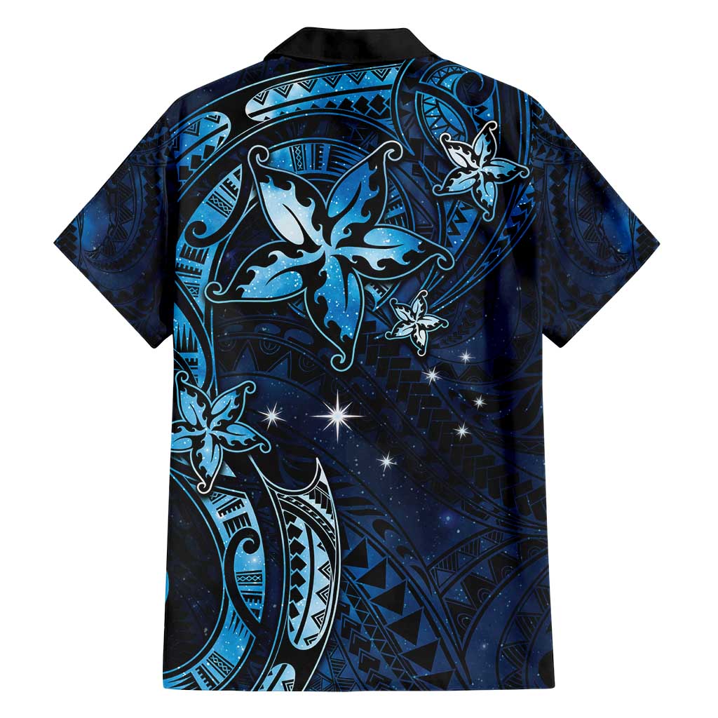 Hawaii Makahiki Season Family Matching Long Sleeve Bodycon Dress and Hawaiian Shirt Floral Tribal Tattoo Blue Galaxy LT05 - Polynesian Pride