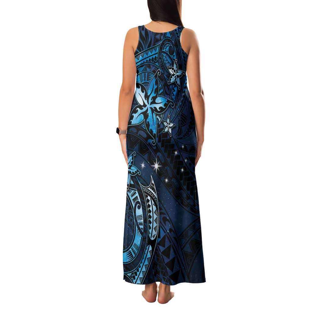 Hawaii Makahiki Season Family Matching Tank Maxi Dress and Hawaiian Shirt Floral Tribal Tattoo Blue Galaxy LT05 - Polynesian Pride
