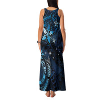 Hawaii Makahiki Season Family Matching Tank Maxi Dress and Hawaiian Shirt Floral Tribal Tattoo Blue Galaxy LT05 - Polynesian Pride