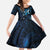 Hawaii Makahiki Season Kid Short Sleeve Dress Floral Tribal Tattoo Blue Galaxy