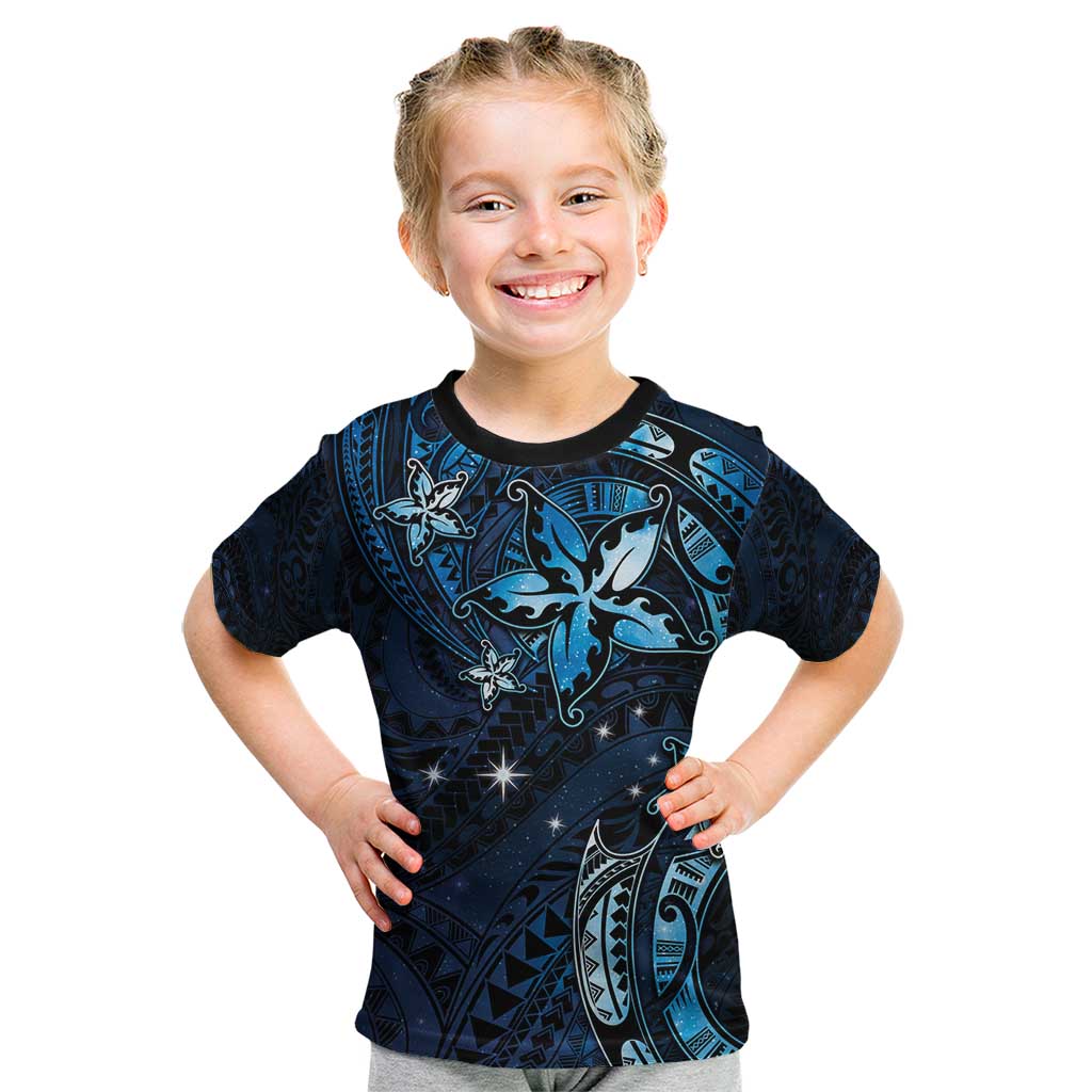 Hawaii Makahiki Season Kid T Shirt Floral Tribal Tattoo Blue Galaxy