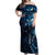 Hawaii Makahiki Season Off Shoulder Maxi Dress Floral Tribal Tattoo Blue Galaxy