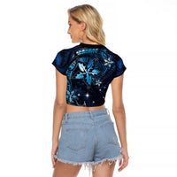 Hawaii Makahiki Season Raglan Cropped T Shirt Floral Tribal Tattoo Blue Galaxy