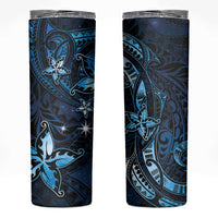 Hawaii Makahiki Season Skinny Tumbler Floral Tribal Tattoo Blue Galaxy LT05 Blue - Polynesian Pride