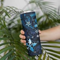 Hawaii Makahiki Season Skinny Tumbler Floral Tribal Tattoo Blue Galaxy LT05 - Polynesian Pride