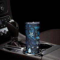 Hawaii Makahiki Season Skinny Tumbler Floral Tribal Tattoo Blue Galaxy LT05 - Polynesian Pride
