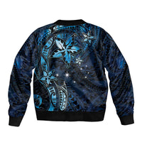 Hawaii Makahiki Season Sleeve Zip Bomber Jacket Floral Tribal Tattoo Blue Galaxy LT05 - Polynesian Pride
