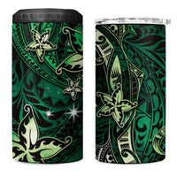 Hawaii Makahiki Season 4 in 1 Can Cooler Tumbler Floral Tribal Tattoo Green Galaxy LT05 One Size: 16 oz Green - Polynesian Pride