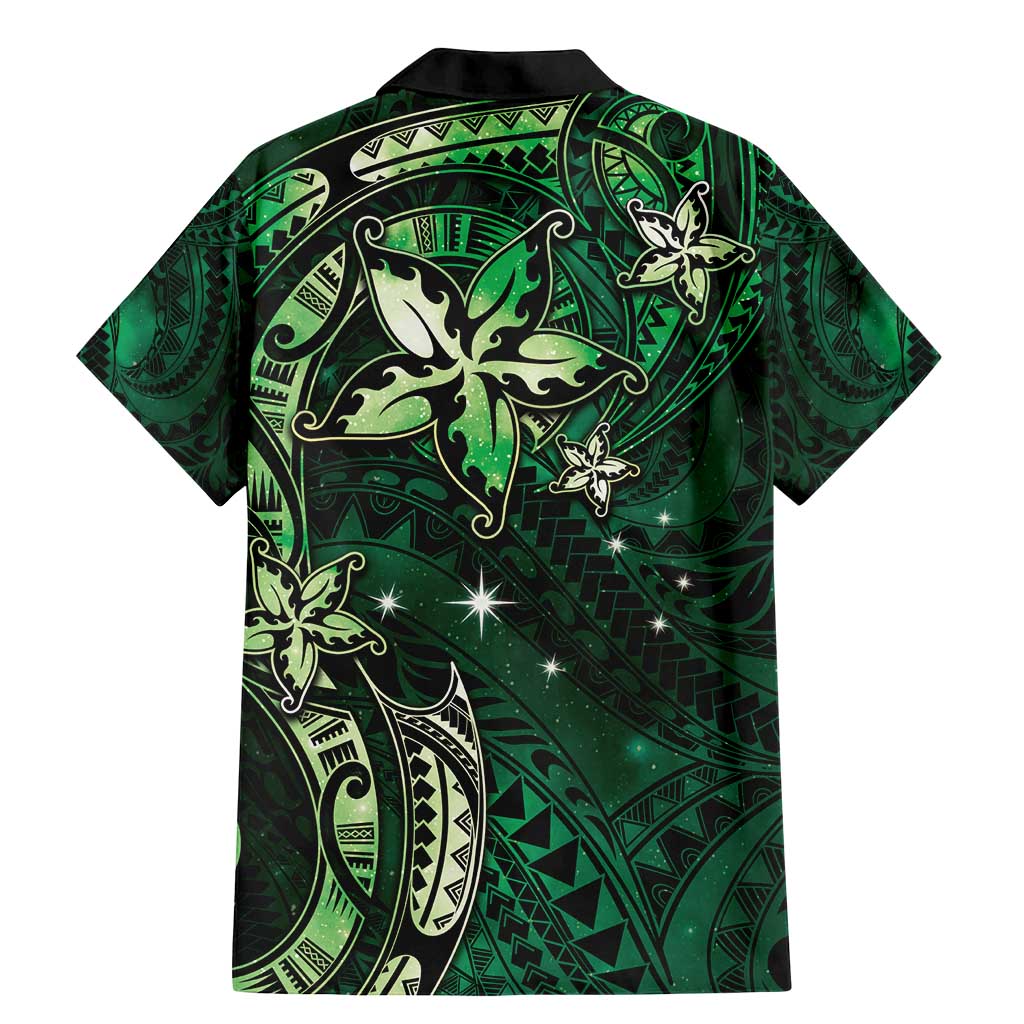 Hawaii Makahiki Season Family Matching Mermaid Dress and Hawaiian Shirt Floral Tribal Tattoo Green Galaxy LT05 - Polynesian Pride