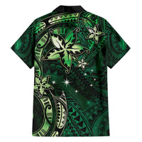 Hawaii Makahiki Season Family Matching Puletasi and Hawaiian Shirt Floral Tribal Tattoo Green Galaxy LT05 - Polynesian Pride