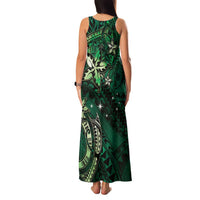 Hawaii Makahiki Season Family Matching Tank Maxi Dress and Hawaiian Shirt Floral Tribal Tattoo Green Galaxy LT05 - Polynesian Pride