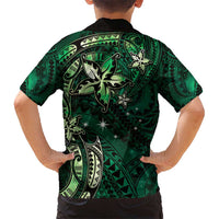 Hawaii Makahiki Season Hawaiian Shirt Floral Tribal Tattoo Green Galaxy