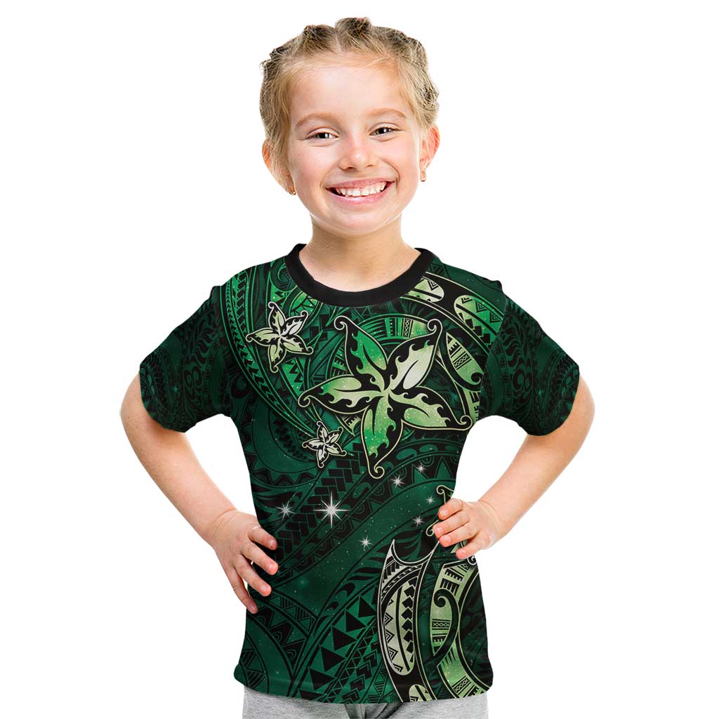 Hawaii Makahiki Season Kid T Shirt Floral Tribal Tattoo Green Galaxy