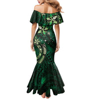 Hawaii Makahiki Season Mermaid Dress Floral Tribal Tattoo Green Galaxy