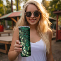 Hawaii Makahiki Season Skinny Tumbler Floral Tribal Tattoo Green Galaxy LT05 - Polynesian Pride