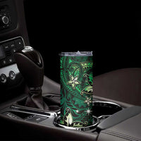 Hawaii Makahiki Season Skinny Tumbler Floral Tribal Tattoo Green Galaxy LT05 - Polynesian Pride