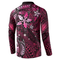 Hawaii Makahiki Season Button Sweatshirt Floral Tribal Tattoo Pink Galaxy