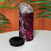 Hawaii Makahiki Season 4 in 1 Can Cooler Tumbler Floral Tribal Tattoo Pink Galaxy LT05 - Polynesian Pride