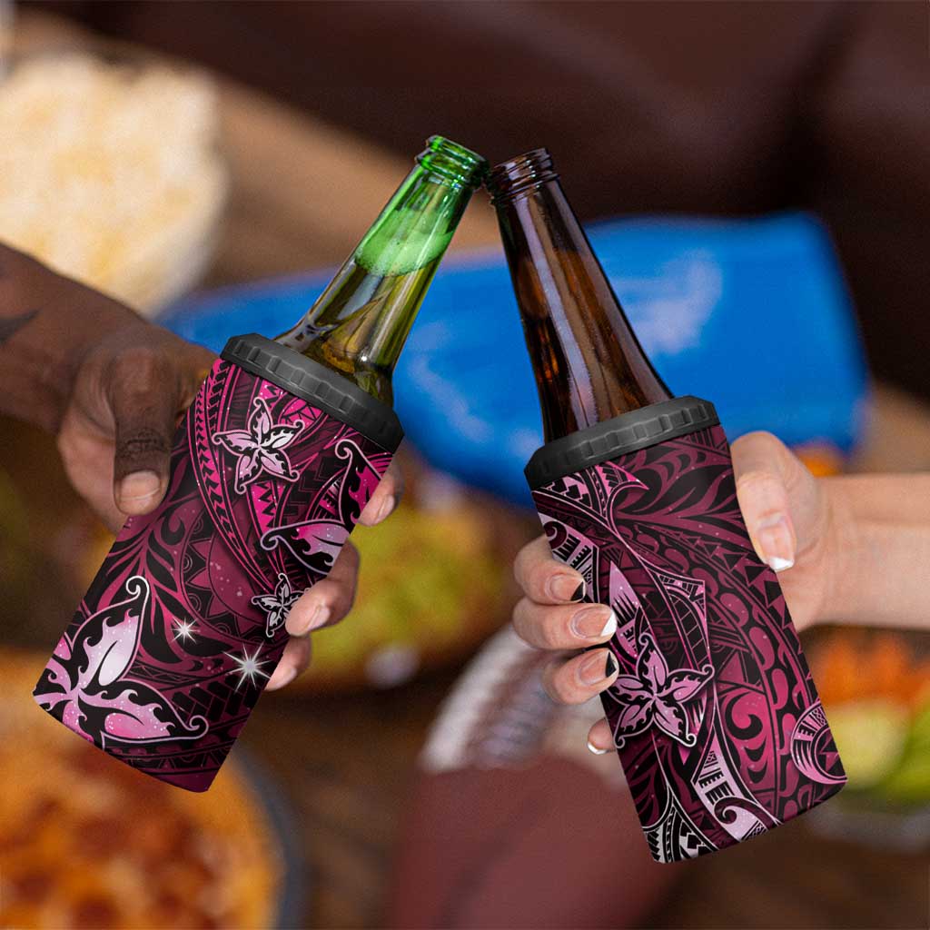 Hawaii Makahiki Season 4 in 1 Can Cooler Tumbler Floral Tribal Tattoo Pink Galaxy LT05 - Polynesian Pride