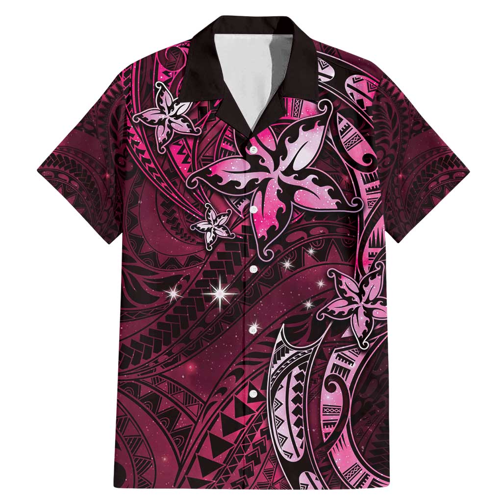 Hawaii Makahiki Season Family Matching Mermaid Dress and Hawaiian Shirt Floral Tribal Tattoo Pink Galaxy LT05 Dad's Shirt - Short Sleeve Pink - Polynesian Pride