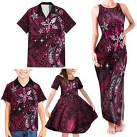 Hawaii Makahiki Season Family Matching Tank Maxi Dress and Hawaiian Shirt Floral Tribal Tattoo Pink Galaxy LT05 - Polynesian Pride