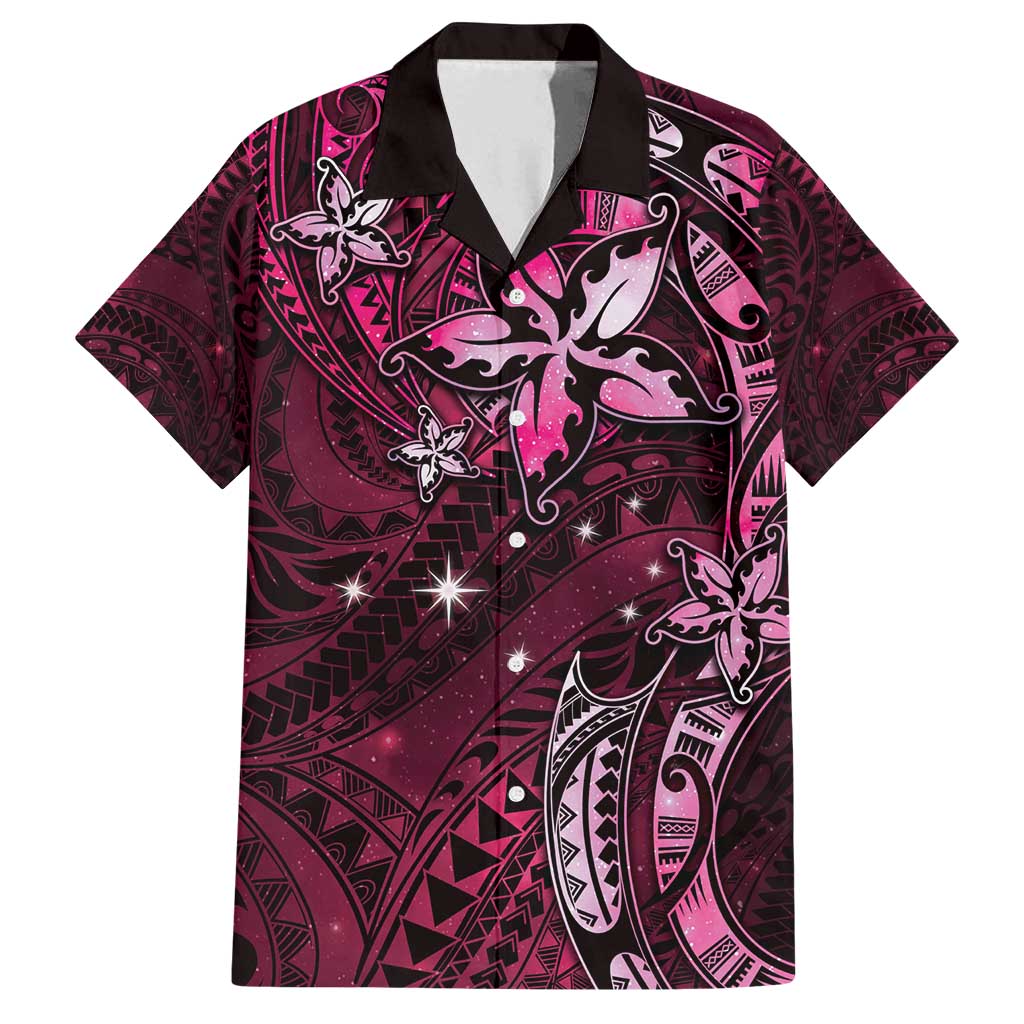 Hawaii Makahiki Season Family Matching Tank Maxi Dress and Hawaiian Shirt Floral Tribal Tattoo Pink Galaxy LT05 Dad's Shirt - Short Sleeve Pink - Polynesian Pride
