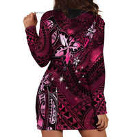 Hawaii Makahiki Season Hoodie Dress Floral Tribal Tattoo Pink Galaxy LT05 - Polynesian Pride