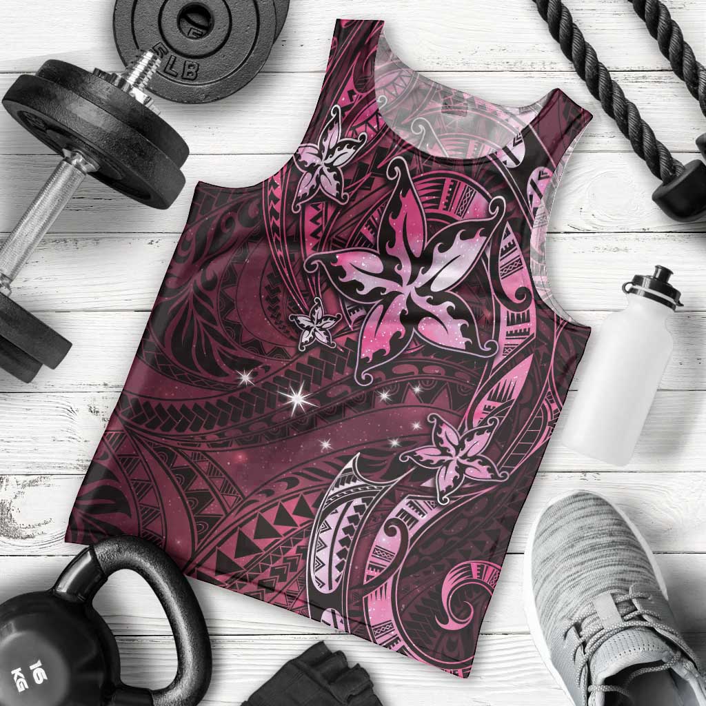 Hawaii Makahiki Season Men Tank Top Floral Tribal Tattoo Pink Galaxy