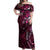 Hawaii Makahiki Season Off Shoulder Maxi Dress Floral Tribal Tattoo Pink Galaxy