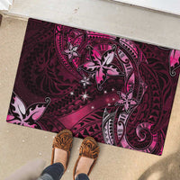 Hawaii Makahiki Season Rubber Doormat Floral Tribal Tattoo Pink Galaxy