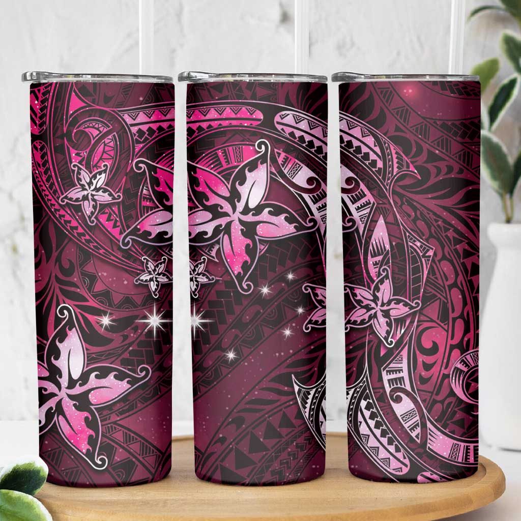 Hawaii Makahiki Season Skinny Tumbler Floral Tribal Tattoo Pink Galaxy LT05 - Polynesian Pride