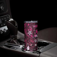 Hawaii Makahiki Season Skinny Tumbler Floral Tribal Tattoo Pink Galaxy LT05 - Polynesian Pride