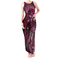 Hawaii Makahiki Season Tank Maxi Dress Floral Tribal Tattoo Pink Galaxy