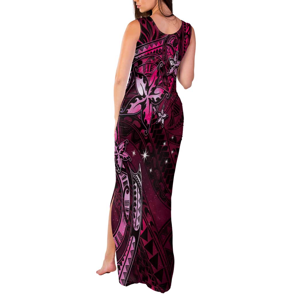 Hawaii Makahiki Season Tank Maxi Dress Floral Tribal Tattoo Pink Galaxy