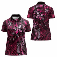 Hawaii Makahiki Season Women Polo Shirt Floral Tribal Tattoo Pink Galaxy LT05 - Polynesian Pride