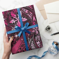 Hawaii Makahiki Season Wrapping Paper Floral Tribal Tattoo Pink Galaxy - Polynesian Pride