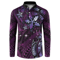 Hawaii Makahiki Season Button Sweatshirt Floral Tribal Tattoo Purple Galaxy